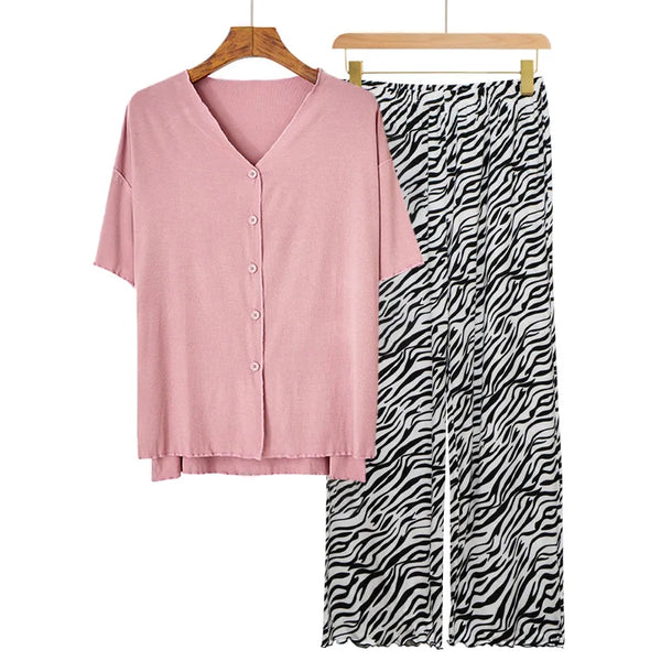 European Long Sleeve Trousers Sets 2026 New Loungewear Women's Sleepwear Two-piece Pajamas Home Suit For Women Modal Nightwear