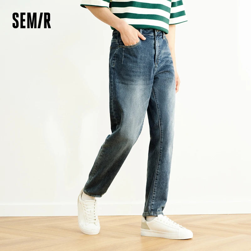 Semir Men Jeans Vintage Washed Elastic Cotton Soft Slim Leg Versatile Fashion 2026 Casual Daily Street Wear