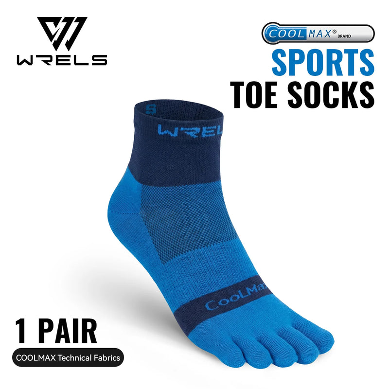 WRELS 1/2/3pairs COOLMAX Five Finger Socks Athletic Running Breathable Compression Comfortable Hiking Toe Socks for Men Women