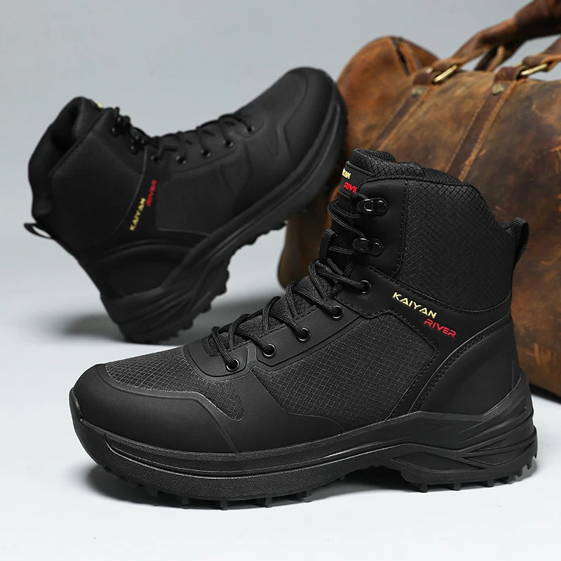 Men's outdoor field training boots four season high-top anti-slip jungle cross-country boots comfort casual hiking walking boots