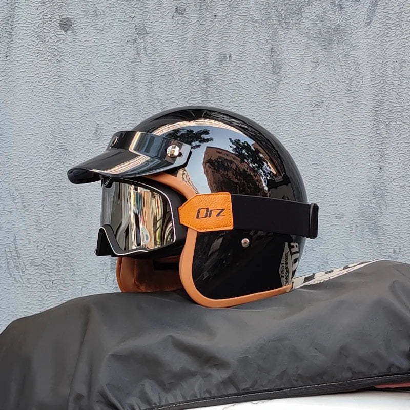 DOT Approved Retro Motorcycles Helmets 3/4 Open Face Helmet Moto Suitable For Men And Women