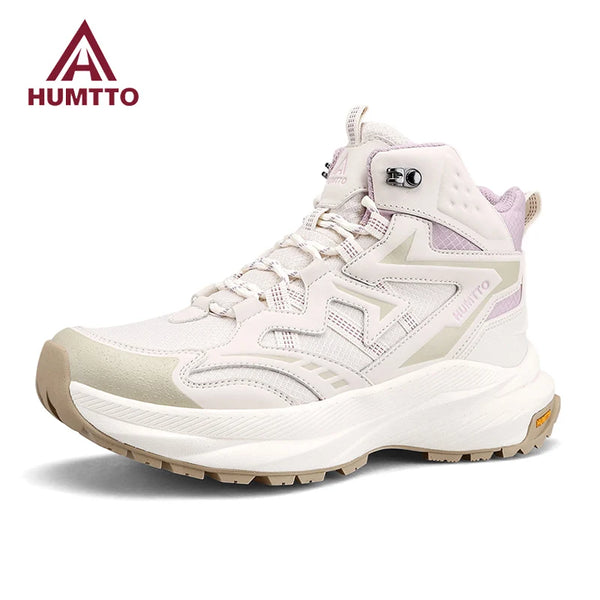 HUMTTO Luxury Designer Trekking Boots for Women Winter Leather Womens Hiking Shoes Outdoor Breathable Non-slip Woman Sneakers
