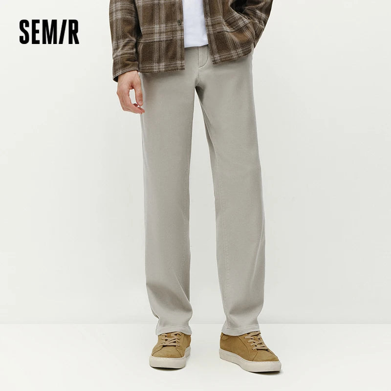 Semir Men Casual Pants Regular Fit Tapered Leg Business Casual Solid Color 2026 New Winter Daily Wear Urban Casual Style