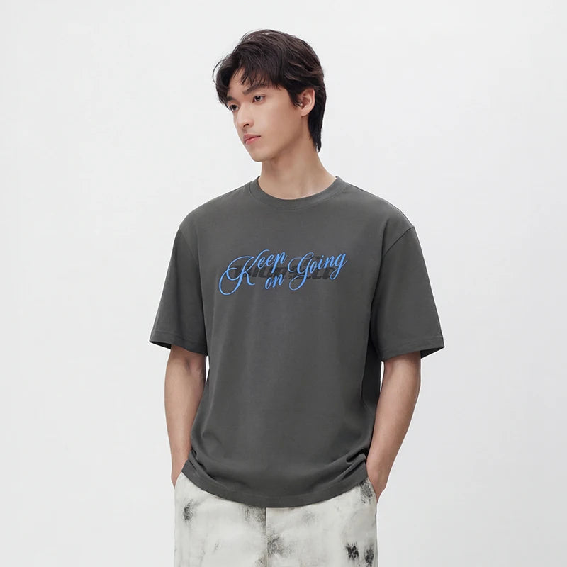 Semir Mens Tshirt 2026 Trendy Letter Printed Knitted Moisture Wicking Quick Dry Crew Neck Casual