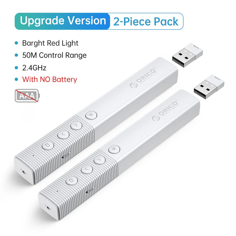 ORICO Presentation Clicker Remote Laser Pointer Wireless USB Presenter Slideshow PowerPoint Clicker 2.4GHz for Google Slides