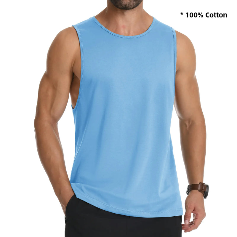 TACVASEN Cotton Fitness Wide-Armhole Muscle TANK TOPS Sleeveless T-shirts Mens Gym Workout Trainning Vests Casual Tee Shirt Tops