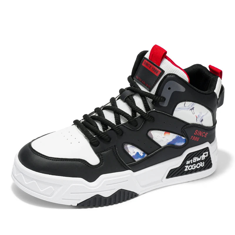 Men's high top board shoes spring and autumn new breathable soft sole comfortable outdoor casual shoes student sports flat shoes