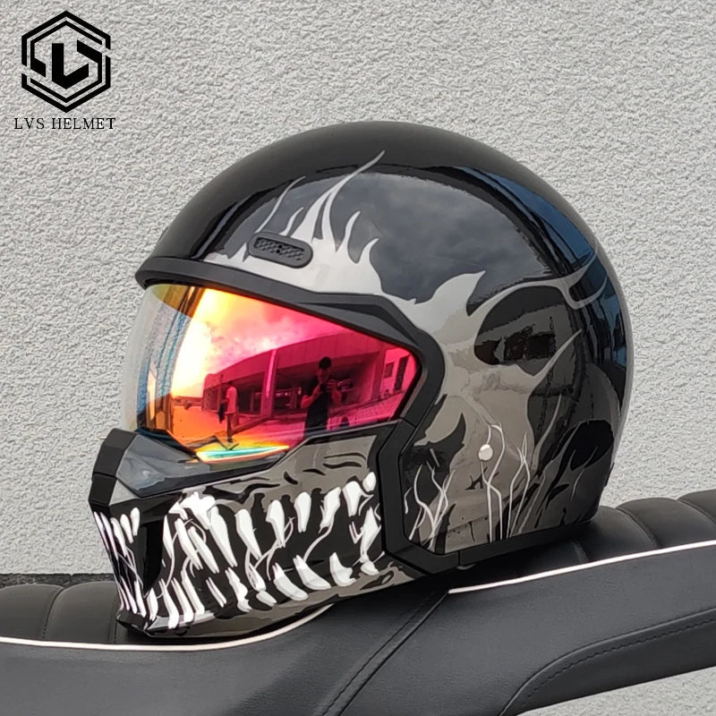 DOT approves adult retro motorcycle helmet modular detachable combination full helmet detachable semi covered pilot helmet