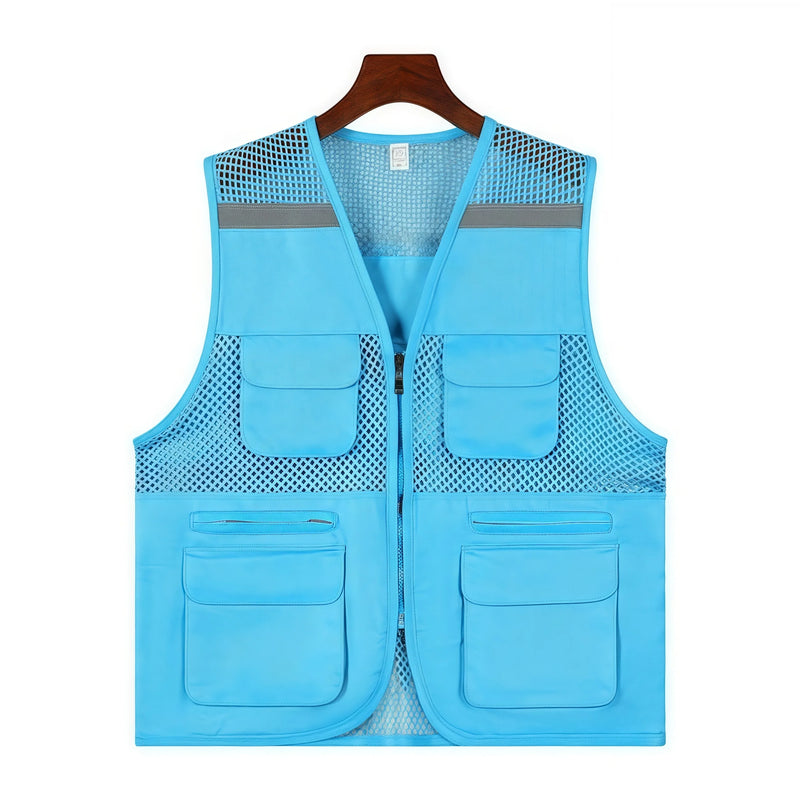 V-Neck Three-Dimensional Pocket Fishing Net Breathable Vest Multi-Pocket Fishing Work Clothes Custom Logo Group Uniforms