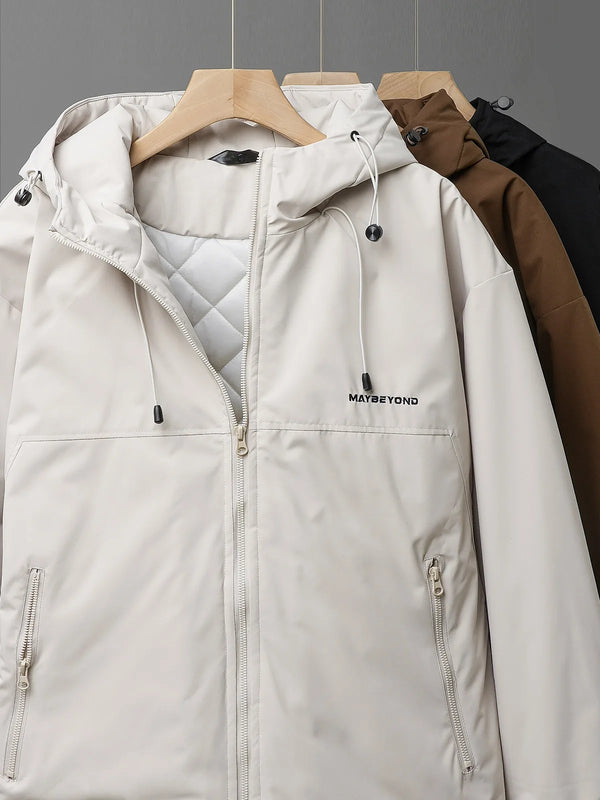 DUKEEN Men's Thick Cotton-Padded Jacket Warm Winter Hooded Coat Insulated Outdoor Proofwahter Softshell Hiking Jacket