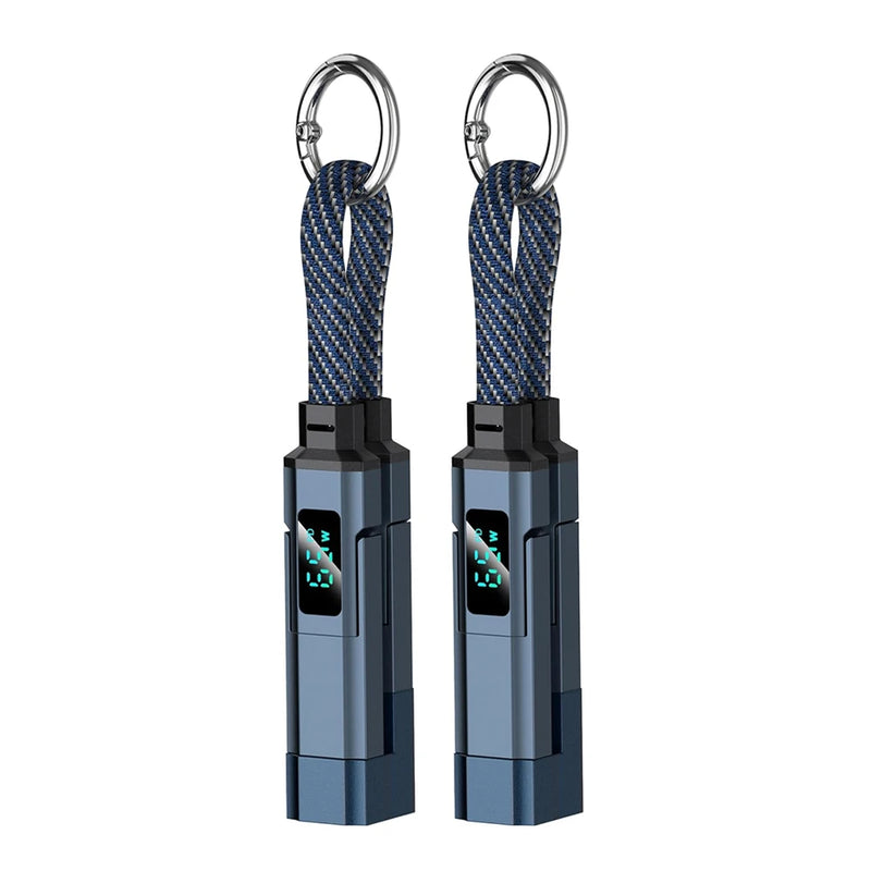ខ្សែសាក iLMH Keychain, ខ្សែសាកច្រើនប្រភេទ USB C 4 ក្នុង 1 ជាមួយអេក្រង់ឌីជីថល, ខ្សែសាកលឿនចល័តសម្រាប់ឧបករណ៍