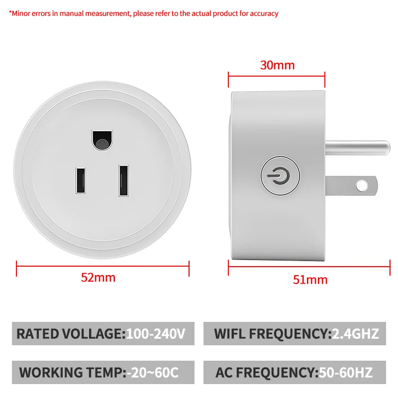 WiFi Smart Plug  -with Energy Monitoring Voice Control Alexa Google Home Tuya App, Timer Function -US Standard Outlet