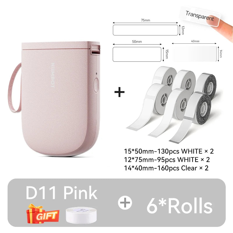 New Version NIIMBOT D11 Portable Thermal Printer Wireless Adhesive Label Maker Inkless Labeling Machine For Mobile Android IOS
