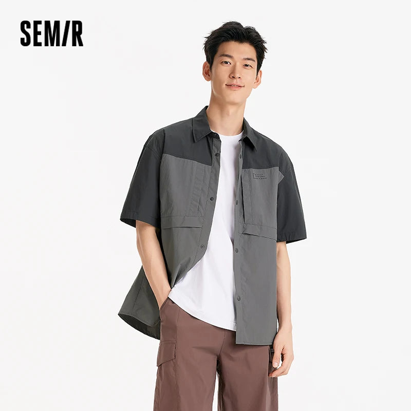 Semir Men Shirt UV Protection Cool Feeling Loose Lapel Short Sleeve Outdoor Casual Top 2026 Soft Comfortable Fashion Daily Wear