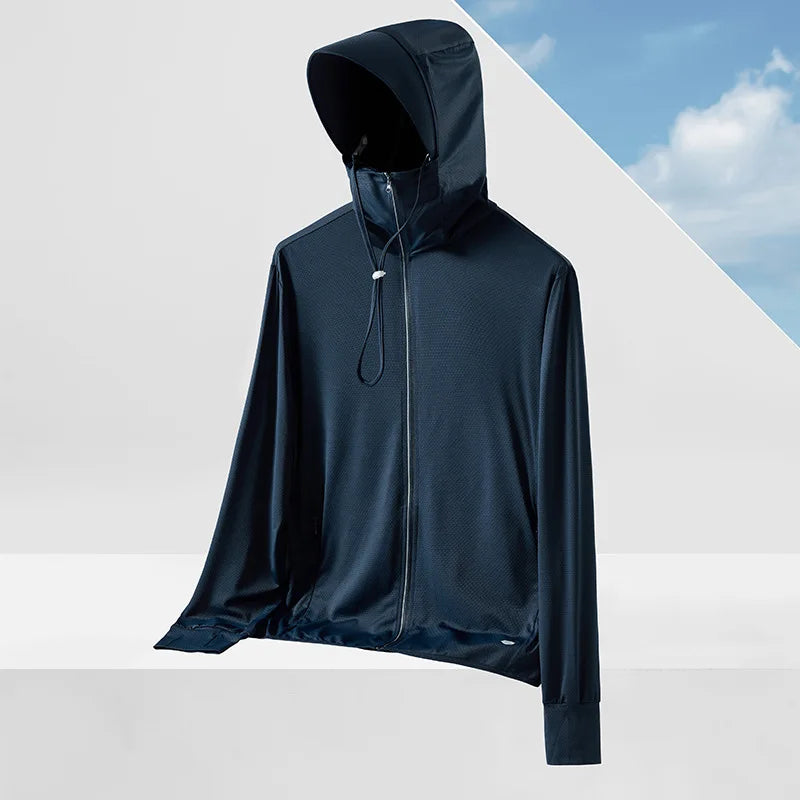 2026 New Women Long-sleeved Hooded Sunscreen, Summer Men Universal UV Light Breathable Jacket, Ice Silk Sports Coat