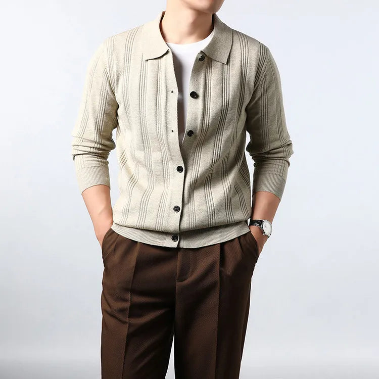Men's Lightweight Knitted Cardigan – Breathable Business Casual Open Front Sweater, Soft Everyday Essential