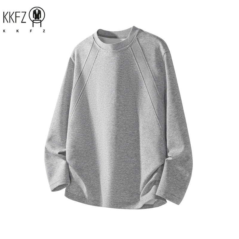 Male Basic Long Sleeve Crew Neck Tee Raglan Stitching Detail Soft Skin Friendly Material For Everyday Activities
