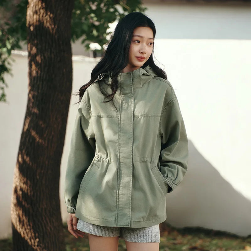 Semir Retro Jacket Women 2026 Spring Denim Casual Loose Waist Cinched Fashion Stylish Vintage Outerwear Top