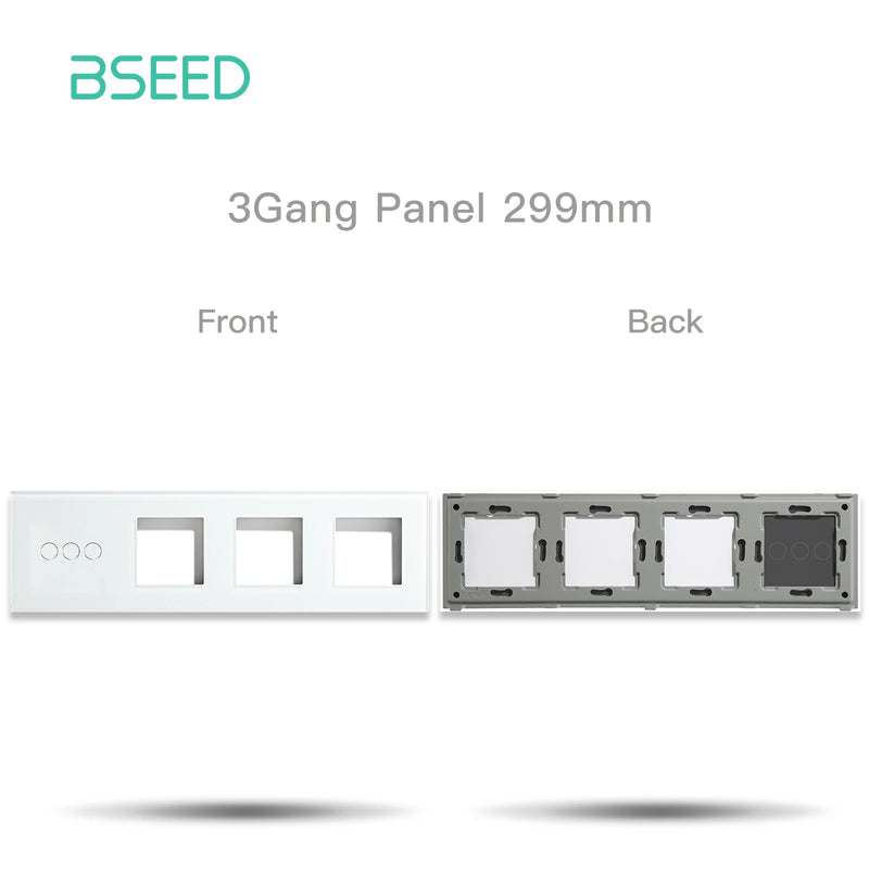 BSEED M1 Series EU Standard Wall Glass Panel Quadruple 1/2/3Gang Plus Frame Touch Switch Crystal Panel With Metal Frame DIY Part
