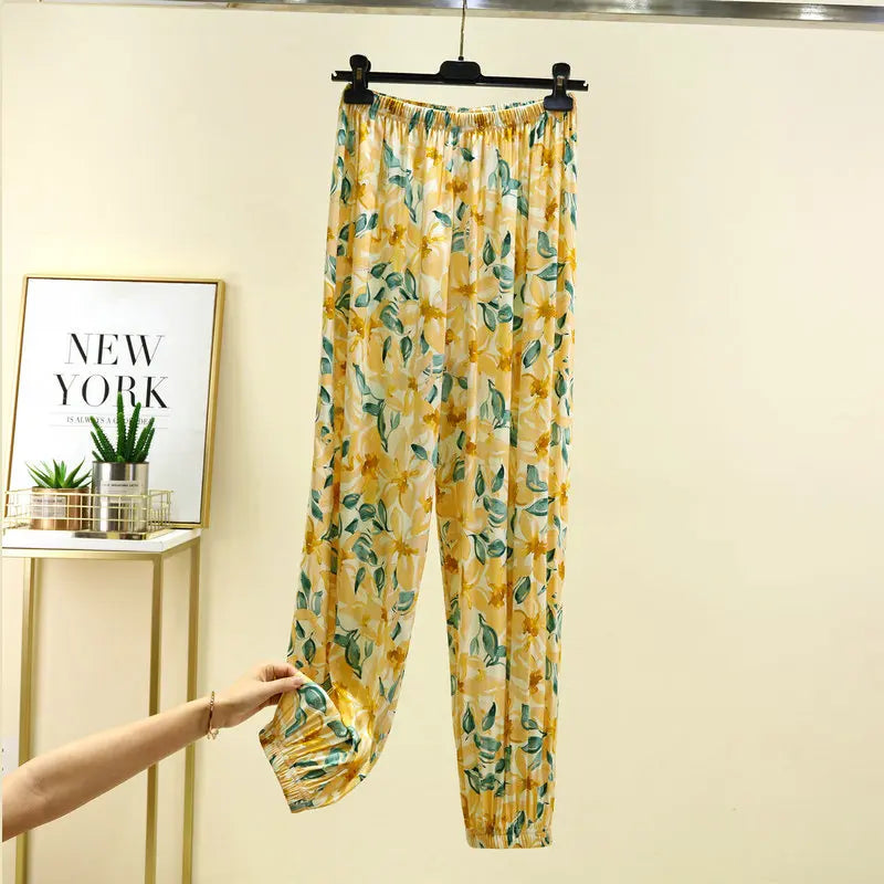 New Printed Spring Summer Pajamas Pants Women Casual Sleepwear Pyjamas Pant Home Wear Sleeping Trousers Pantalon Pijama Mujer