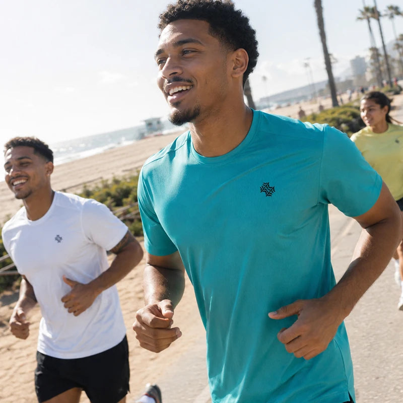 High Quality Men Breathable Fast Drying Running Sports Fitness Breathable Comfortable Short Sleeve T-Shirt Casual Light Gym Tops