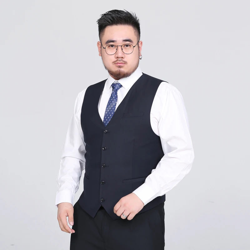 2026 New Men's Black Suit Vest , V-neck Sleeveless Vests Coat, Blue M-8XL 9XL  Very Cool Waistcoat for Fat Men