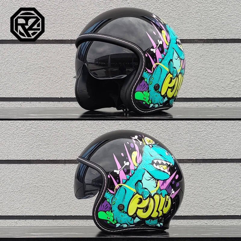 ORZ Retro Motorcycle Helmet Men's and Women's Half Helmet Cruise 3/4 Helmet Scooter Cruise