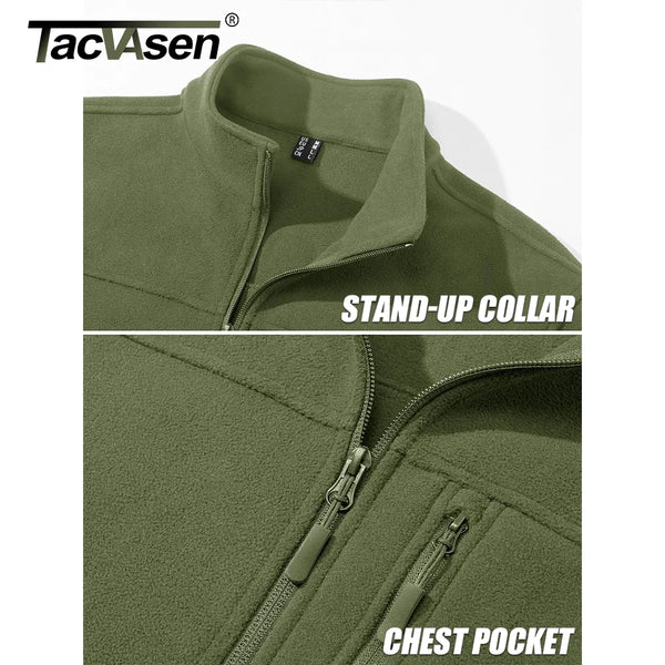 TACVASEN Full Zip Up Fleece Jacket Mens Thermal Warm Workout Jacket Outdoor Trekking Hiking Jackets Camping Coat Windbreaker