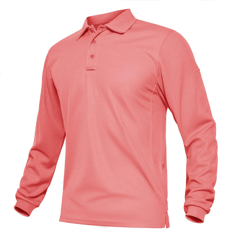 TACVASEN Summer Long Sleeve Performance Quick Drying Polos T-shirts Mens Office Shirt Golf Team Work Shirts Casual Tops