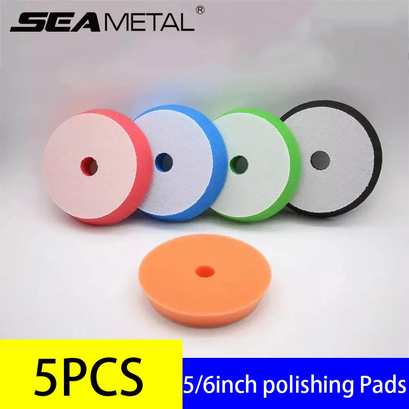 SEAMETAL 5pcs 5/6INCH Auto Detailing Pads Polishing Wheel Sponge Car Polisher Waxing Pads Set for Car Wax Applicator Discs