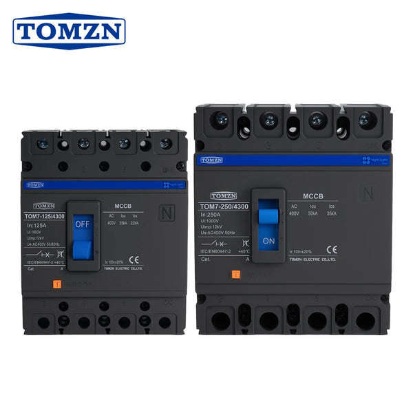 TOMZN Night Light 4P AC400V 50/60Hz 100A 125A 150A 160A 200A 250A MCCB Moulded Case Circuit Breaker Three-phase Four-wire