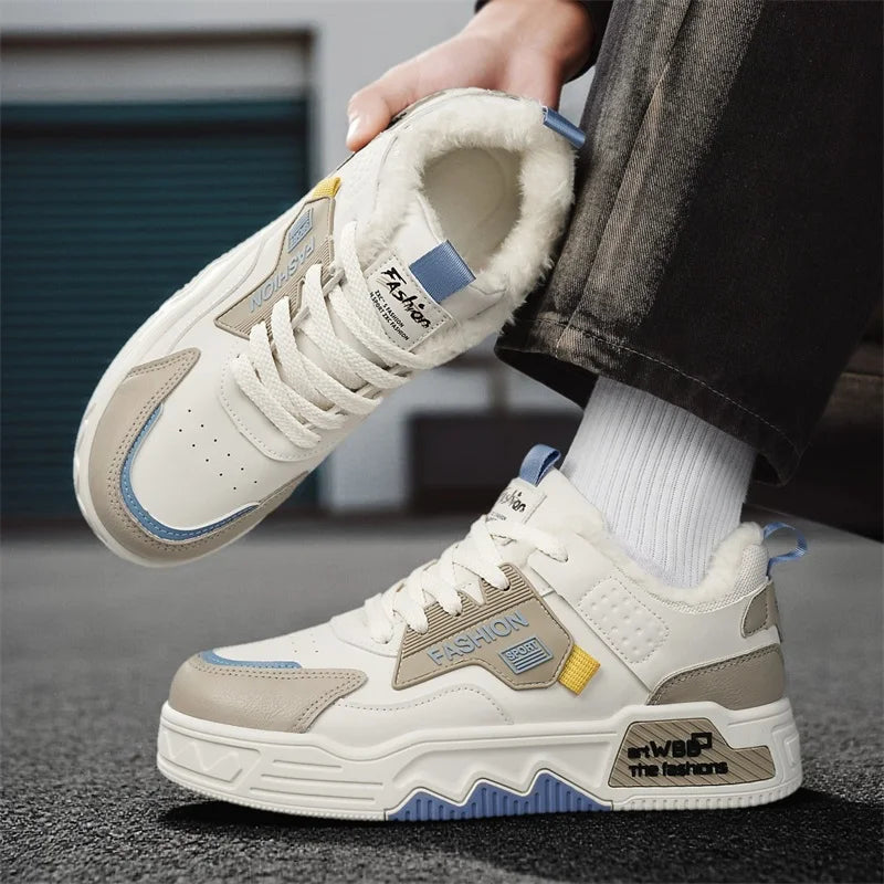 Men's new winter warm plush shoes Korean Joker cotton shoes fashion youth outdoor comfort sports board shoes casual walking shoe