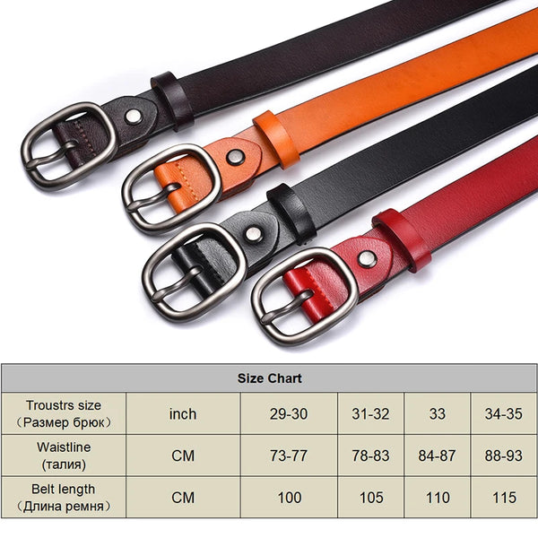 VATLTY 95cm-115cm Women's Leather Belt 2.8cm Natural Cowhide Trousers Belt Female Silver Buckle Brown Belt Jeans Waistband