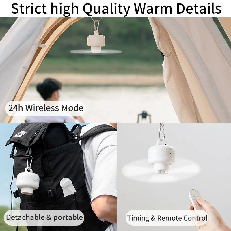 JISULIFE Ceiling Fan USB Rechargeable Portable Household Electric Hanging Fans with Remote Control