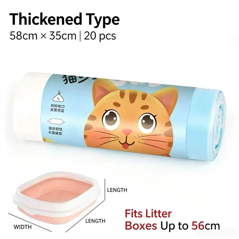 Thickened Plastic Cat Litter Bag with Drawstring Automatic Closing Pet Litter Box Garbage Bag Cleaning Bag for Cats