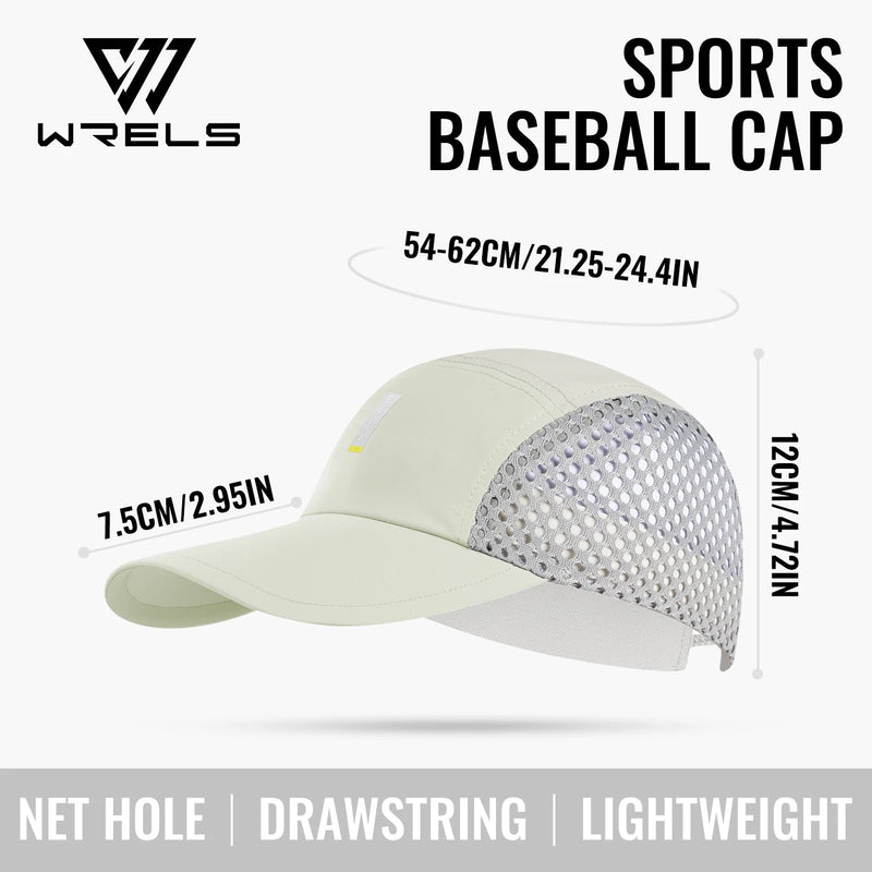 WRELS Mesh Baseball Cap Sunshade Sport Hat Ultralight Trucker Hat Breathable Quick Dry Foldable Golf Hiking Beach Running Cap