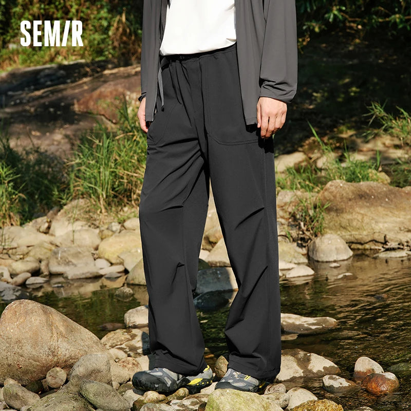 Semir Men Pants Cooling 2026 Parachute Pleated Straight Urban Casual Everyday Style Soft Comfortable Daily Wear Trendy Versatile