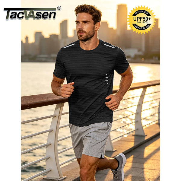 TACVASEN Men's UPF 50+ Short Sleeve Workout Shirts Dry Fit Lightweight Breathable Athletic T-Shirts Running Gym Summer Sun Shirt