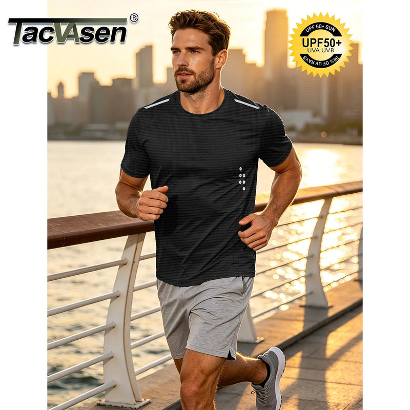 TACVASEN Men's UPF 50+ Short Sleeve Workout Shirts Dry Fit Lightweight Breathable Athletic T-Shirts Running Gym Summer Sun Shirt