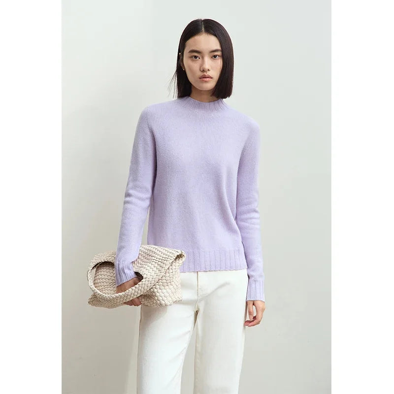 Amii Women's Sweater 2026 Winter New Pullovers Long Sleeve Top Female Solid Loose Mock Neck Versatile Sweater for Woman 12423118