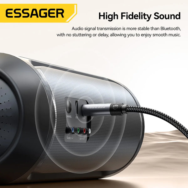 ខ្សែអូឌីយ៉ូ Essager 3.5mm Jack Extension Audio Cable 3.5mm Male to Male AUX Audio Cable សម្រាប់ Samsung Xiaomi Car Headphone PC TV AUX Wire Cord