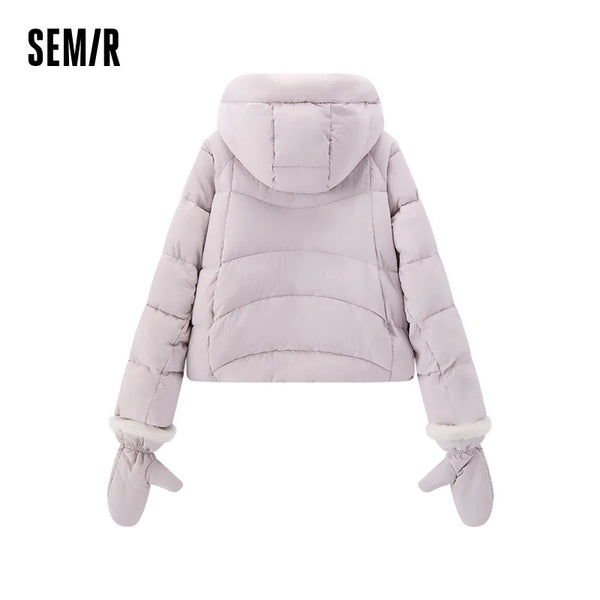 អាវក្រៅ Semir សម្រាប់នារី ដៃអាវ Raglan មានក្រណាត់ មានក្រណាត់រុំ មានស្រោមដៃ មានក្រណាត់ មានស្ទីលតិចតួចបំផុត រដូវរងាថ្មី ឆ្នាំ២០២៦ សម្រាប់ពាក់ប្រចាំថ្ងៃ