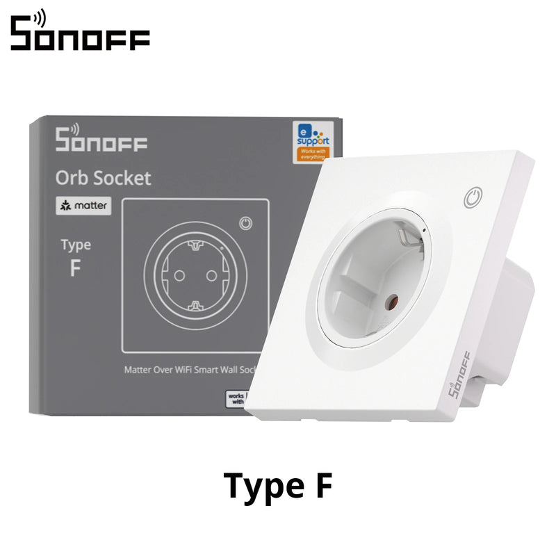 SONOFF Orb Socket Type F/Type E Matter Over WiFi EU Smart Wall Plug Energy Monitor Electricity Bill Tracking Overload Protection