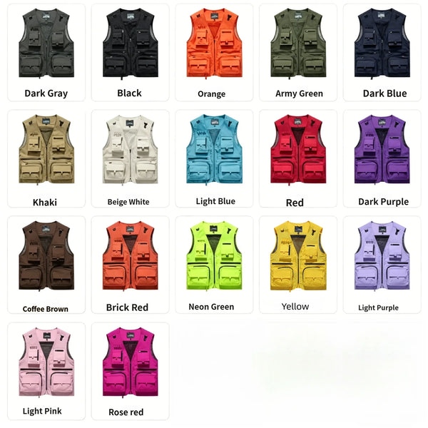 17 Colors Workwear Summer Blouse Jacket for Men Outdoor Photography Multi-Pocket Fishing Vest Blazer Custom Printed Work Clothes