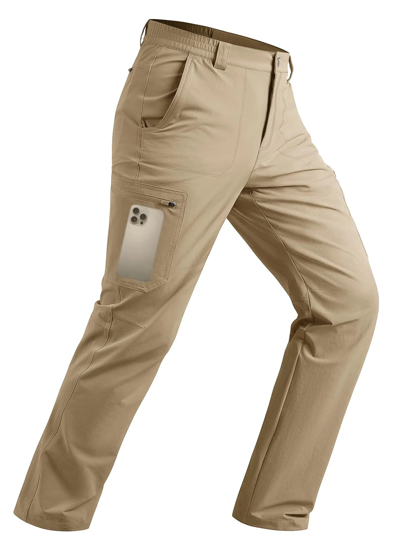 Men's Hiking Cargo Pants Quick Dry Lightweight Stretch Nylon Ripstop Water Resistant Outdoor Work Fishing 5 Zipper Pockets