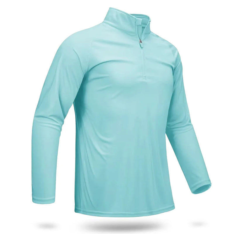 TACVASEN UPF 50+ T-shirts Men's 1/4 Zip UV Protection Long Sleeve T Shirts Fishing Hiking Performance Tee Shirts Pullover Tops