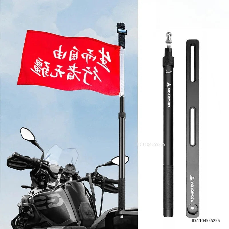 បង្គោលទង់ជាតិម៉ូតូតេឡេស្កុប ធ្វើពីអាលុយមីញ៉ូមក្រាស់ កន្ទុយម៉ូតូ សម្រាប់តុបតែង បង្គោលទង់ជាតិអាចលៃតម្រូវបាន ប្រើប្រាស់បានយូរ