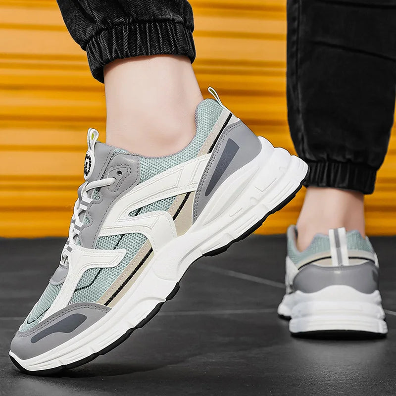 Men's casual running shoes breathable mesh soft sole sports shoes four season student comfort outdoor sports shoes male sneakers