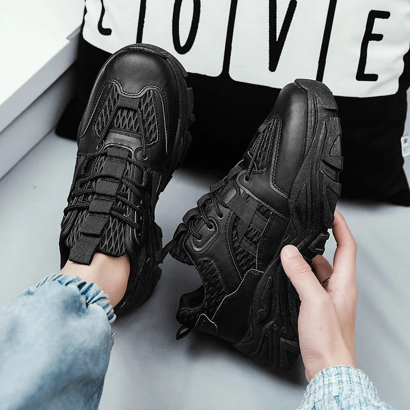 Men's Thick sole casual sneakers summer new soft-sole anti-slip breathable lightweight running shoes student speed sports shoes