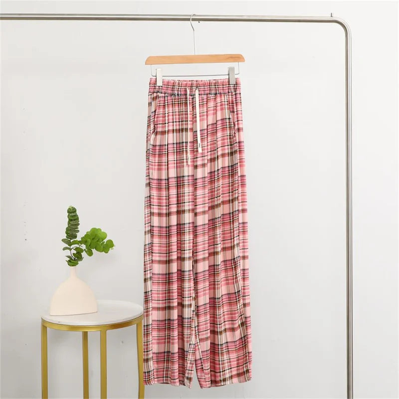 2026 New Casual High Waist Sleep Pants Women Striped Loose Ladies Pajama Pant Home Wear Trousers Pantalon Pijama Nightwear